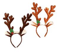 HEALEEP 2pcs Xmas Headbands with Reindeer Antlers, Cloth Material Hair Bands Featuring Excellent Workmanship and Unique DIY Headdress for Birthday and Xmas Parties