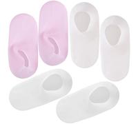 HEALEEP 3 Pairs Silicone Foot Covers for Cracked Heels and Dry Skin Foot Caring Moisturizing Socks with Lotion in White Pink and Nude for Overnight Foot Care