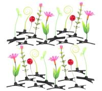 HEALEEP 30pcs Simulation Plant Hair Clips Assortment for Lightweight Hairpins with Green Gradient Leaves Red Fruit Spiral Sprout Sunflower and Small Red Flower Styles Elegant Decorative