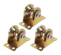 HEALEEP 3pcs 30mm Diameter V-shaped Steel Bracket Pulley Wheels Heavy Duty Cable Rope Pulley Blocks with Bearings for Wire Rope Traction and Industrial Hanging Applications