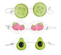 HEALEEP 3pcs Cooling Eye Masks Pvc Gel Eye Pads Light-blocking Cold Compress for Kids Summer Use Fruit Series Cucumber Pattern Random Style