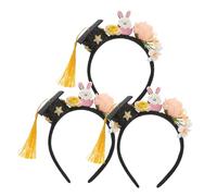 HEALEEP 3pcs Doctoral Hat Headband for Kindergarten Graduation Mini Graduation Cap Headband