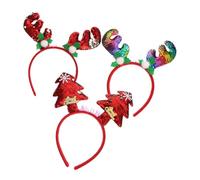 HEALEEP 3pcs Fashionable Christmas Sequin Hair Christmas Headdress Hairband Accessories for Women Reindeer Hat