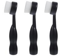 HEALEEP 3pcs Manual Face Brush Exfoliator with Abs Handle for Deep Cleansing and Gentle Massage Stimulation, Self Standing Facial Brush for Effective Skin Pressure and Blackhead Removal
