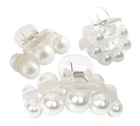 HEALEEP 3pcs Pearl Hair Claw Clips Plastic Back Hair Holder Styling Tools for Women and Suitable for Working and Eating