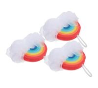 HEALEEP 3pcs Rainbow Design Shower Sponge for Gentle Exfoliation and Delicate Skin, Soft Pu Sponge Body Scrubbers for Bathing and Shower Use