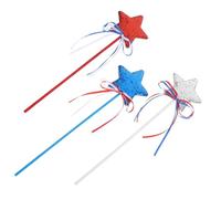 HEALEEP 3pcs Star and Sequin Fairy Sticks for Independence Day Celebrations for Boy Girl Role Play and Patriotic Party Decorations