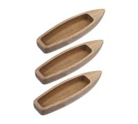 HEALEEP 3pcs Wooden Canoe Model Set Miniature Wood Boat Decor for Desktop Diy Craft Projects Rustic Sailboat Ornament Home Office Decoration