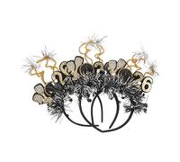 HEALEEP 3pcs Year Hair Hoop Black Gold Party Headband with Glittering Stars and Sequins Elegant Photo Props for Festive Celebrations and Year's Eve Events