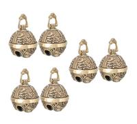 HEALEEP 3sets Vintage Brass Keychain Bell Pendant Unique Decorative Craft Bells for DIY Keychain Making Compact Charms for Home and Use 2pcs*3