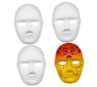 HEALEEP 4 Pcs Coloring Mask Adult Halloween DIY Blank Mask Unpainted Paintable Theatrical Fancy Craft Horror White Paper