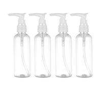 HEALEEP 4Pcs 100Ml Refillable Plastic Pump Dispenser Bottles for Liquid Soaps and Essential Oils, Sturdy Round Containers Suitable for Bathroom and Camping Random Color