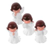HEALEEP 4pcs Angel Statues with Wings Small Fairy Figurines for Bedroom Teen Cake Decorations Compact Desk Ornament Shower and Wedding Gift