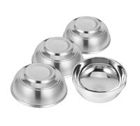 HEALEEP 4pcs Anti-scalding Platinum Bowl Unbreakable Bowls for Pasta Rice Stainless Double Wall Insulated Chip Instant Noodle Serving Kitchen Silver