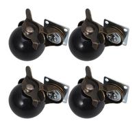 HEALEEP 4pcs Chair Caster Wheel Ball Caster Pp Material Smooth Rolling Safe Rolling Brake 2.48x1.97x1.5 Inch Swivel Plate for Office Low Pile Carpet