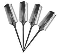 HEALEEP 4pcs Double-sided Short Bristle Hair Coloring Brush Set with Sharp Tail Comb for Hair Dyeing and Tinting Salon and Home Use for Women