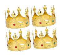 HEALEEP 4pcs Gold King Crowns for Men and Boys and Girls Costume Crowns Birthday Party Props Royal Headbands for Prince and Princess Dress up
