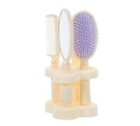 HEALEEP 4pcs Hair Styling Comb Set for Women with Detangling Brush, Padded Massage Comb, Handheld Mirror and Holder, White Multi-function Hairdresser Kit for Wet and Dry Hair at Home