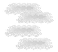 HEALEEP 4pcs Handcrafted White Lace Tablecloth with Floral Embroidery, Reusable Polyester Fabric Placemat for Daily Meals and Casual Breakfasts, Vintage and Elegant French Style Design