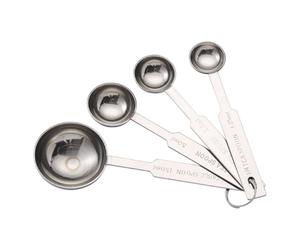 HEALEEP 4pcs Measuring Spoon Stainless Steel Baking Measuring Spoon with Scale Accurate Measurements Comfortable to Use Silver Kitchen Tool for Mixing and Nursing