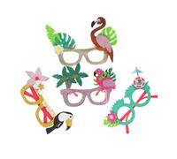 HEALEEP 4pcs Novelty Party Sunglasses Tropical Flamingo Fun Photo Booth Props for Summer Beach Celebrations for Adults at Luau Birthday Parties