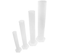 HEALEEP 4pcs Plastic Graduated Cylinders Clear Scaled Measuring Tubes with Non-slip Hexagonal Bases for Biology Physics Lab Science Learning Tools