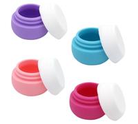 HEALEEP 4pcs Portable Silicone Travel Pill Boxes Multipurpose Refillable Cream Storage Containers with Lid, Colorful Mini Face Cream Sub Bottles for Outdoor Cosmetics and Lotion