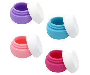 HEALEEP 4pcs Portable Silicone Travel Pill Boxes Multipurpose Refillable Cream Storage Containers with Lid, Colorful Mini Face Cream Sub Bottles for Outdoor Cosmetics and Lotion