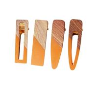 HEALEEP 4PCS Retro Acrylic and Wood Hair Clips Lightweight Chic Bobby Pins Barrettes for Women Orange Hollow and Solid Shapes