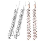 HEALEEP 4pcs Rhinestone Hair Clips Crystal Metal Bobby Pin Set Bling Fashion Secure Hold Assorted Colour for Wedding Party Women Girls Hair Accessories