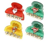 HEALEEP 4pcs Small Decorative Hair Claw Clips Christmas Accessories Hair Styling Tools for Women Festive Charm Grips for Daily Work Party Picnic
