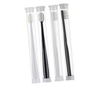 HEALEEP 4PCS Soft Micro-Nano Toothbrushes for Adults Ergonomic Non-Slip Handle Ultra Fine Bristles for Sensitive Gums and Thorough Oral Care Portable Family Pack Black White