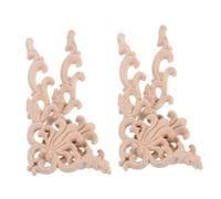 HEALEEP 4pcs Solid Wood Carved Appliques Handcarved Decorative Onlays for Furniture Doors Wardrobes Wall Traditional Vintage Style Woodcarving Embellishments Easy DIY Installation