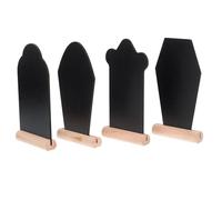 HEALEEP 4pcs Tombstone Shape Blackboards Coffin Writing Board 5.70x3.14x0.71inch Wooden Easy to Write Can Be Spliced Unique Festive Atmosphere Easter Table Decor