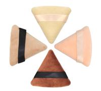 HEALEEP 4pcs Triangle Cosmetic Puff Set, Mixed Color Cotton Makeup Sponges for Facial Powder Application, Soft Velvet Cosmetic Cushions Suitable for Dry and Wet Makeup Random Color