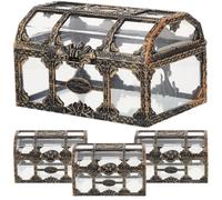HEALEEP 4pcs Vintage Pirate Treasure Chest Candy Boxes Bronze Party Candy Containers for Wedding Favors Treat Packaging Boxes Storage