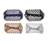 HEALEEP 4pcs Wide Lace Headbands for Women with Faux Pearls Fabric Material Secure Fit Covering Graying Hair Elegant Chic Style for Special Occasions and Party