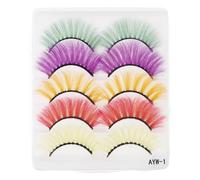 HEALEEP 5 Pairs Creative Halloween Eyelashes Makeup False Eyelash Assorted Color Simulated Material Vivid Performance for Daily Life