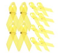 HEALEEP 50pcs Yellow Satin Ribbons Lapel Pins Childhood Cancer Awareness Pin Lightweight Polyester Metal Safety Symbol of Hope and Loved Ones Everyday Display of Cancer Awareness