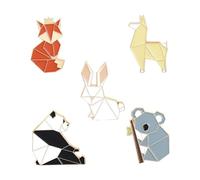 HEALEEP 5pcs Animal Shaped Brooch Cute Cartoon Origami Style Decorative Badges Lightweight Clothes Breast Pins Lapel Pins for Women Accessories