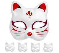 HEALEEP 5pcs Blank Cat Paper Masks for DIY Painting Half Animal Masquerade Cosplay Masks Creative Crafting for Parties Theatrical Use Role Playing and Family Fun