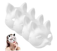 HEALEEP 5Pcs Blank Paper Cat Masks for DIY Painting Unfinished Half Face Masks for Masquerade Parties Easy to Color and Decorate for Family Fun and Theatrical Shows