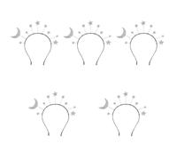 HEALEEP 5pcs Glitter Star Moon Hairband Sparkling Princess Headbands for Delicate Crown Hair Accessories for Birthday Parties Cosplay and Daily Wear