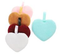 HEALEEP 5Pcs Heart Shaped Makeup Cleaning Powder Puff for Facial Makeup Removal Mixed Color Face Wash Sponges Travel Friendly Design