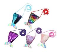 HEALEEP 5pcs Mini Coin Purse Set Crossbody Bag with Sequins, Portable Polyester Shoulder Pouch for School and Banquet, Unique Small and Fashionable Design