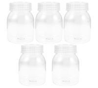 HEALEEP 5pcs Plastic Lab Bottles with Wide Mouth and Screw Caps, 350ml PC Reagent Containers for Plant Tissue Culture, Biological Engineering and Teaching, Versatile Chemical Storage