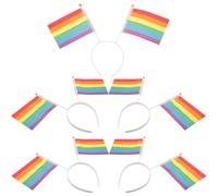 HEALEEP 5pcs Rainbow Flag Hairbands for Adults, Lightweight Fabric and Plastic Material, Comfortable Wearing Experience, for Pride Party Decorations and Daily Head Decoration