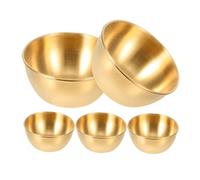 HEALEEP 5pcs Stainless Steel Sauce Dishes Gold Round Small Serving Trays for Condiments Seasoning Food Sauce Side Dishes Safe Smooth Edge for Home Restaurant Catering