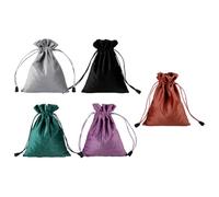 HEALEEP 5pcs Velvet Drawstring Cosmetic Pouches Travel Makeup Storage Bags for Women Multipurpose Toiletries Organizer with Dustproof Protection in Purple Black Gray Green Brown