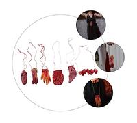 HEALEEP 6 Pcs Halloween Scary Fake Severed Hand and Broken Body Parts Realistic Simulated Organ Hanging Ornaments for Haunted House Party Decoration